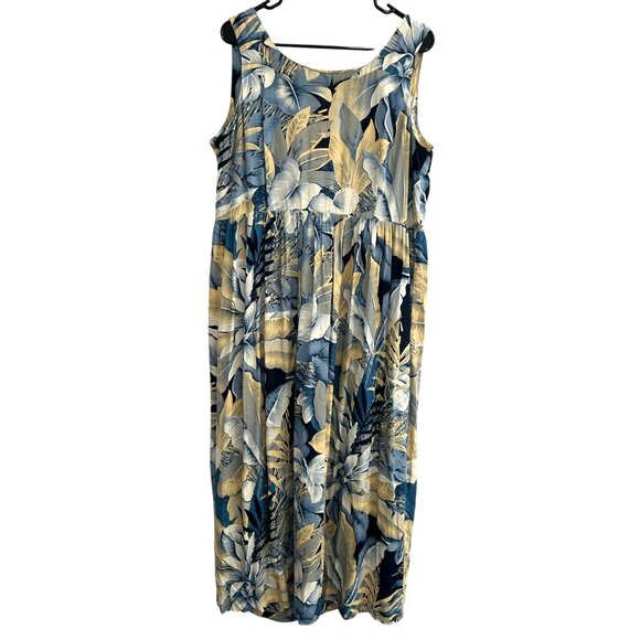 Vintage KC Spencer Tropical Floral Sleeveless Maxi Dress - Picture 1 of 9